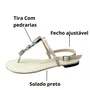 Sandália Moleca Feminina Branco Off Pedrarias 