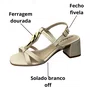 Sandália Moleca Feminina Branco Off Salto Bloco 