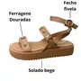 Sandália Moleca Feminina Nude Ferragens Douradas 