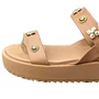 Sandália Moleca Feminina Nude Ferragens Douradas 