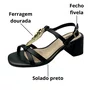 Sandália Moleca Feminina Preta Salto Bloco 