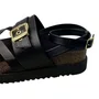Sandália Moleca Feminino Preto Fivela Dourada 