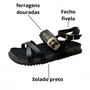 Sandália Molekinha Feminina Infantil Preto Fecho Fivela 