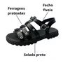 Sandália Molekinha Feminina Infantil Preto Ferragens Prateadas
