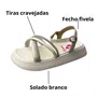 Sandália Molekinha Infantil Feminina Branco Off Tiras Cravejadas 