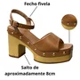 Sandália Offline Feminina Capuccino Salto Bloco 