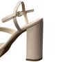 Sandália Ramarim Feminina Off White Tira Cravejada 