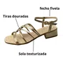 Sandália Ramarim Feminina Ouro Fecho fivela 