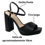 Sandália Ramarim Feminina Preto Salto Bloco 