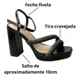 Sandália Ramarim Feminina Preto Tira Cravejada 