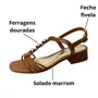 Sandália Ramarim Feminina Toffe Ferragens Douradas 