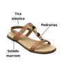 Sandália Rasteira Beira Rio Feminina Camel Pedrarias