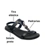 Sandália Rasteira Beira Rio Feminina Preto Pedrarias 
