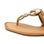 Sandália Rasteira Mississipi Feminina Camel Ferragem Dourada 