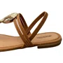 Sandália Rasteira Mississipi Feminina Camel Ferragem Dourada 