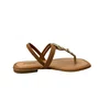 Sandália Rasteira Mississipi Feminina Camel Ferragem Dourada 