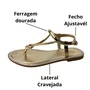 Sandália Rasteira Santinelli Feminina Ouro Light Ferragem Dourada 