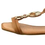 Sandália Rasteirinha Mississipi Feminina Camel Ferragem Dourada 