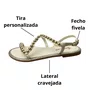 Sandália Rasteirinha Santinelli Feminina Marfim Cravejada 