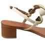 Sandália Santa Lolla Feminina Off White Ferragens Douradas 