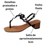 Sandália Santa Lolla Feminina Preto Ferragens Prateadas 
