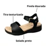 Sandália Softli Feminina Preto Ferragem Dourada 
