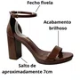 Sandália Via Marte Feminina Dark Brown Salto Bloco 