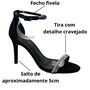 Sandália Via Marte Feminina Preto Tira Cravejada 