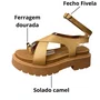 Sandália Vizzano Feminina Camel Ferragem Dourada 