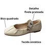 Sapatilha Molekinha Feminina Infantil Off White Fivela Prateada 
