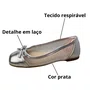 Sapatilha Molekinha Feminina Infantil Prata Laço 