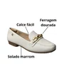 Sapatilha Santinelli Feminina Marfim Ferragem Dourada
