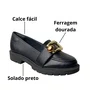 Sapato Beira Rio Feminino Preto Ferragem Dourada 