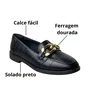 Sapato Beria Rio Feminino Preto Ferragem Dourada 