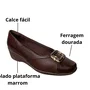 Sapato Piccadilly Feminino Cacau Ferragem Dourada 