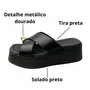 Tamanco Beira Rio Feminina Preto Ferragem Dourada 