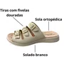 Tamanco Modare Feminino Branco Off Fivela Dourada