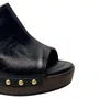 Tamanco Moleca Feminina Preto Ferragens Douradas