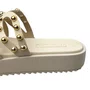 Tamanco Moleca Femininno Branco Off Ferragens Douradas