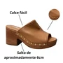 Tamanco Moleca Feminino Camel Ferragens Douradas