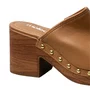 Tamanco Moleca Feminino Camel Ferragens Douradas