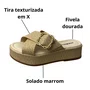 Tamanco Moleca Feminino Creme Fivela Dourada 