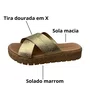Tamanco Moleca Feminino Nude Tiras Douradas 