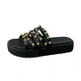 Tamanco Moleca Feminino Preto Ferragens Douradas