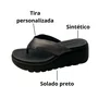 Tamanco Moleca Feminino Preto Tira Texturizada