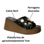 Tamanco Offline Feminino Preto Ferragens Douradas 