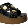 Tamanco Offline Feminino Preto Ferragens Douradas 