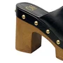 Tamanco Offline Feminino Preto Ferragens Douradas 