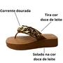  Tamanco Petite Jolie Feminina Doce De Leite Corrente Dourada 
