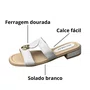 Tamanco Piccadilly Feminino Branco Neve Ferragem Dourada 